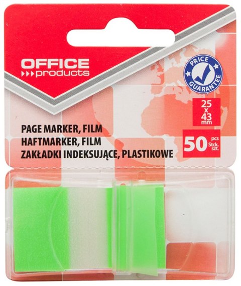 Zakładki indeksujące OFFICE PRODUCTS, PP, 25x43mm, 1x50 kart., blister, zielone Zakładki indeksujące OFFICE PRODUCTS, PP, 25x43mm, 1x50 kart., blister, zielone