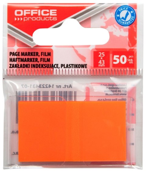 Zakładki indeksujące OFFICE PRODUCTS, PP, 25x43mm, 1x50 kart., zawieszka, pomarańczowe Zakładki indeksujące OFFICE PRODUCTS, PP, 25x43mm, 1x50 kart., zawieszka, pomarańczowe