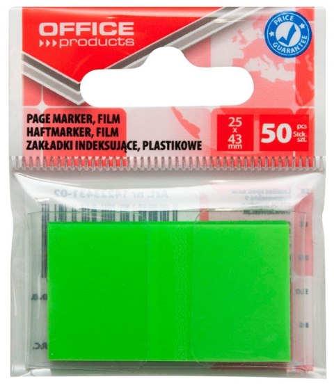 Zakładki indeksujące OFFICE PRODUCTS, PP, 25x43mm, 1x50 kart., zawieszka, zielone Zakładki indeksujące OFFICE PRODUCTS, PP, 25x43mm, 1x50 kart., zawieszka, zielone