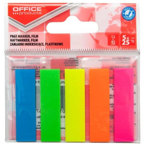 Zakładki indeksujące OFFICE PRODUCTS, standard, PP, 12x45mm, 5x25 kart., zawieszka, mix kolorów Zakładki indeksujące OFFICE PRODUCTS, standard, PP, 12x45mm, 5x25 kart., zawieszka, mix kolorów