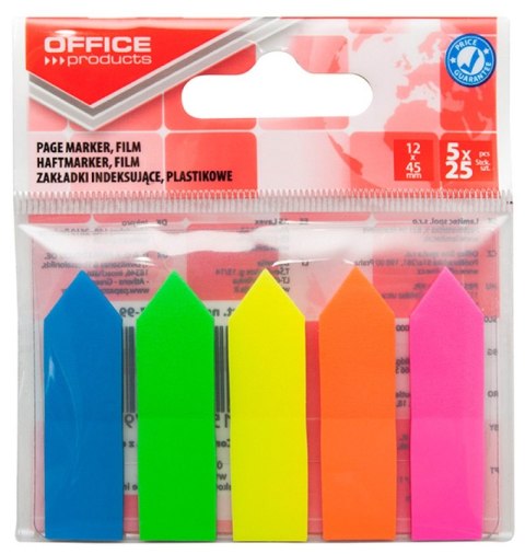 Zakładki indeksujące OFFICE PRODUCTS, strzałka, PP, 12x45mm, 5x25 kart., zawieszka, mix kolorów Zakładki indeksujące OFFICE PRODUCTS, strzałka, PP, 12x45mm, 5x25 kart., zawieszka, mix kolorów