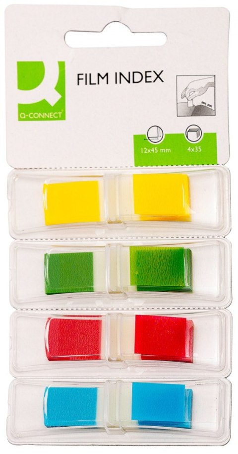 Zakładki indeksujące Q-CONNECT, PP, 12x45mm, 4x35 kart., blister, mix kolorów Zakładki indeksujące Q-CONNECT, PP, 12x45mm, 4x35 kart., blister, mix kolorów