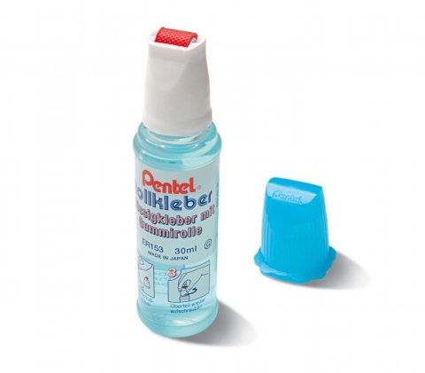 Klej w płynie z gumową rolką ER153-S 30ml błękitny PENTEL Klej w płynie z gumową rolką ER153-S 30ml błękitny PENTEL