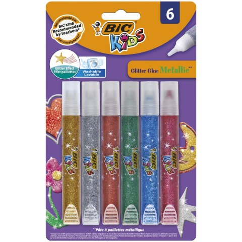 Klej brokatowy BIC Kids Glitter Metallic Blister 6szt, 893269 SALE