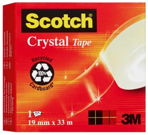Taśma biurowa SCOTCH Crystal Clear (600), transparentna, 19mm, 33m, w pudełku Taśma biurowa SCOTCH Crystal Clear (600), transparentna, 19mm, 33m, w pudełku