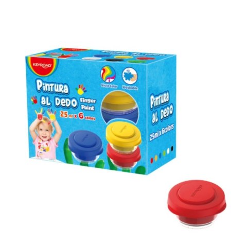 Farby do malowania palcami KEYROAD, 6x25 ml, w pudełku, mix kolorów Farby do malowania palcami KEYROAD, 6x25 ml, w pudełku, mix kolorów