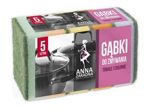Gąbki do zmywania ANNA ZARADNA, prostokątne, 5 szt., mix kolorów Gąbki do zmywania ANNA ZARADNA, prostokątne, 5 szt., mix kolorów