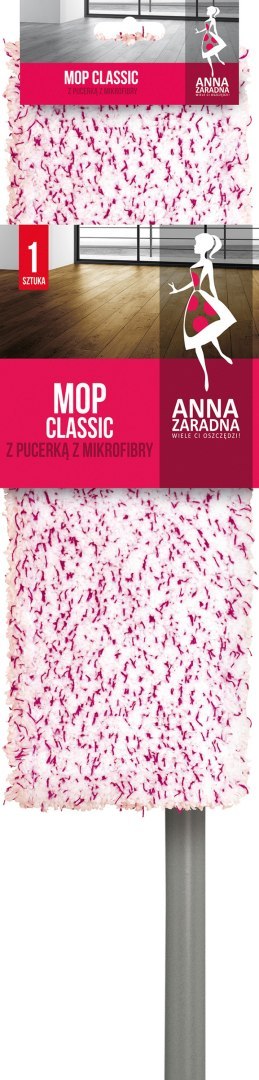 Mop płaski classic ANNA ZARADNA, z pucerką z mikrofibry, 1 szt., mix kolorów Mop płaski classic ANNA ZARADNA, z pucerką z mikrofibry, 1 szt., mix kolorów