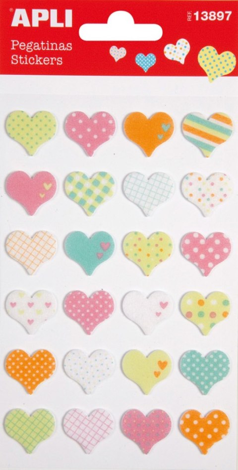 Naklejki APLI Hearts, z filcu, mix kolorów Naklejki APLI Hearts, z filcu, mix kolorów