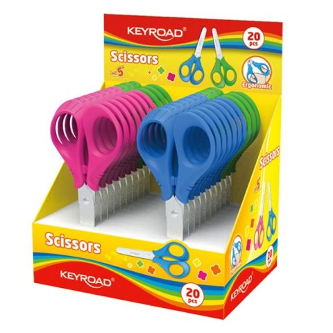 Nożyczki szkolne KEYROAD, 12cm, zaokr., pakowane na displayu, mix kolorów Nożyczki szkolne KEYROAD, 12cm, zaokr., pakowane na displayu, mix kolorów