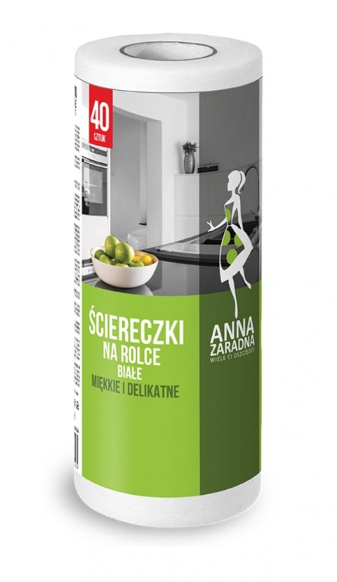 Ściereczki na rolce ANNA ZARADNA, 40 szt., białe, biały Ściereczki na rolce ANNA ZARADNA, 40 szt., białe, biały
