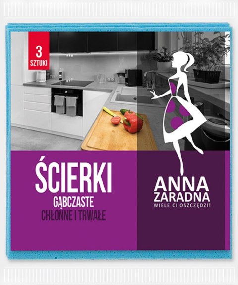 Ścierki gąbczaste ANNA ZARADNA, 3 szt., mix Ścierki gąbczaste ANNA ZARADNA, 3 szt., mix