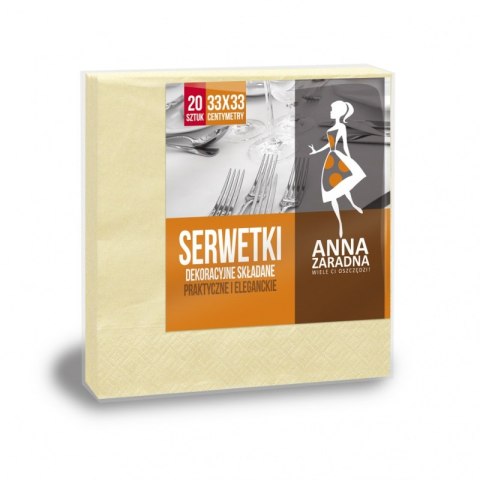 Serwetki ANNA ZARADNA, trójwarstwowe, składane, 33x33cm, 20 szt., żółte pastelowe, żółty pastel Serwetki ANNA ZARADNA, trójwarstwowe, składane, 33x33cm, 20 szt., żółte pastelowe, żółty pastel