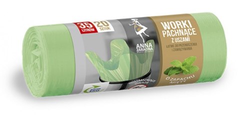 Worki na śmieci z uszami ANNA ZARADNA, zapach miętowy, 35 l, 20 szt., miętowy Worki na śmieci z uszami ANNA ZARADNA, zapach miętowy, 35 l, 20 szt., miętowy