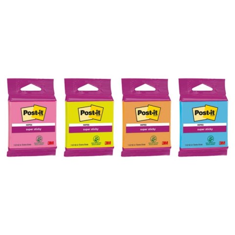 Karteczki samoprzylepne Post-it Super Sticky, 76x76mm, 45 kart., mix kolorów Karteczki samoprzylepne Post-it Super Sticky, 76x76mm, 45 kart., mix kolorów