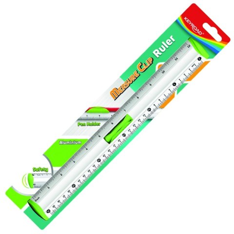 Linijka aluminiowa z uchwytem na ołówek KEYROAD Measure Clip, 30 cm, blister, mix kolorów Linijka aluminiowa z uchwytem na ołówek KEYROAD Measure Clip, 30 cm, blister, mix kolorów