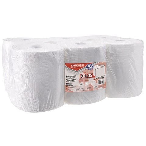 Ręczniki kuchenne celulozowe OFFICE PRODUCTS Kolos, 2-warstwowe, 500 listków, 6 rolek Ręczniki kuchenne celulozowe OFFICE PRODUCTS Kolos, 2-warstwowe, 500 listków, 6 rolek