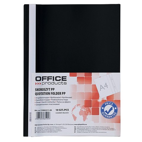 Skoroszyt OFFICE PRODUCTS, 120/180 mic, PP, czarny Skoroszyt OFFICE PRODUCTS, 120/180 mic, PP, czarny