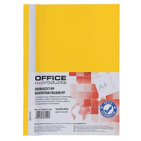 Skoroszyt OFFICE PRODUCTS, 120/180 mic, PP, żółty Skoroszyt OFFICE PRODUCTS, 120/180 mic, PP, żółty