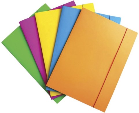 Teczka z gumką OFFICE PRODUCTS Fluo, karton/lakier, A4, 300gsm, 3-skrz., mix kolorów Teczka z gumką OFFICE PRODUCTS Fluo, karton/lakier, A4, 300gsm, 3-skrz., mix kolorów