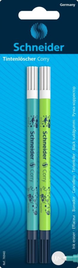 Wymazywacz do atramentu SCHNEIDER Corry, z cienkopisem, 2 szt., blister, mix kolorów