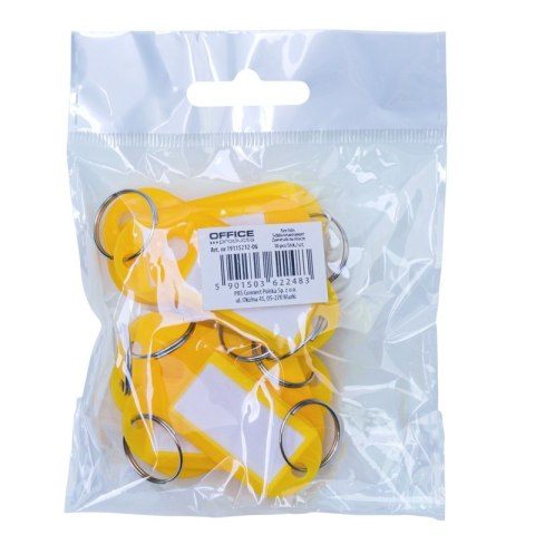 Zawieszki na klucze OFFICE PRODUCTS, 50x20mm, 10szt., żółte Zawieszki na klucze OFFICE PRODUCTS, 50x20mm, 10szt., żółte