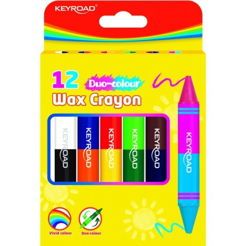 Kredki świecowe KEYROAD Duo-Colour, JUMBO, dwustronne, 6 szt./12 kol., pudełko, mix kolorów Kredki świecowe KEYROAD Duo-Colour, JUMBO, dwustronne, 6 szt./12 kol., pudełko, mix kolorów