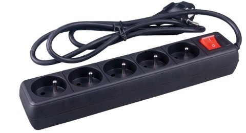 Przedłużacz OFFICE PRODUCTS, 5 gniazd, 1,5m, z uziemieniem i wyłącznikiem, czarny Przedłużacz OFFICE PRODUCTS, 5 gniazd, 1,5m, z uziemieniem i wyłącznikiem, czarny