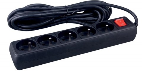 Przedłużacz OFFICE PRODUCTS, 5 gniazd, 3m, z uziemieniem i wyłącznikiem, czarny Przedłużacz OFFICE PRODUCTS, 5 gniazd, 3m, z uziemieniem i wyłącznikiem, czarny