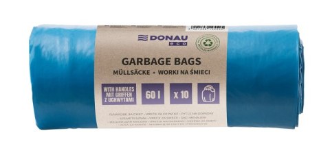 Worki na śmieci DONAU ECO, z uchwytami Knoties, 60l, 10 szt., niebieskie Worki na śmieci DONAU ECO, z uchwytami Knoties, 60l, 10 szt., niebieskie