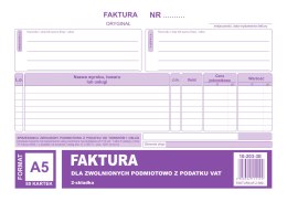 203-3E Faktura dla podatników zwolnionych z VAT A5 (o+1k) MICHALCZYK