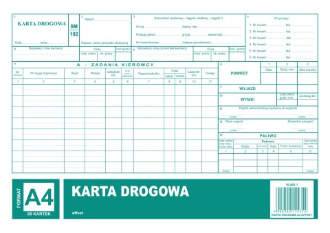 801-1 Karta drogowa SM/102 (samochód ciężarowy) A4 offset MICHALCZYK