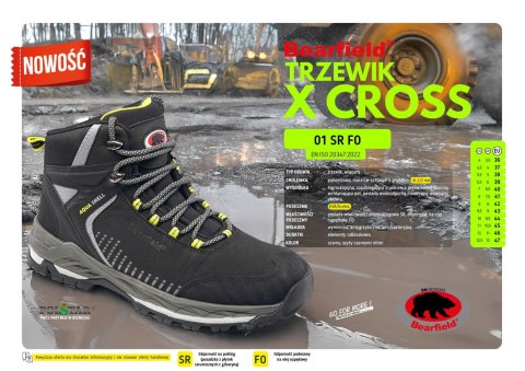TRZEWIK BEARFIELD X CROSS O1 SR FO - Czarny-Żółty(cy) 42