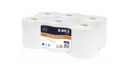 Ręcznik w roli PROFESSIONAL 80/2 (6 rolek) 80m 2warstwy celuloza biały ELLIS 3025