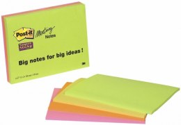 Bloczek samoprzylepny POST-IT_ Super Sticky (6845-SSP), 200x149mm, 4x45 kart., mix kolorów SALE