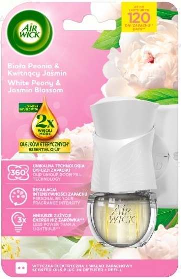 AIR WICK odświeżacz Elektryczny komplet 19ml Biała Peonia i Kwitnący Jaśmin 18116