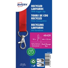 Smycze z recyklingowanego PET, 10 szt., 15 _ 440 mm, czerwone, 4842R