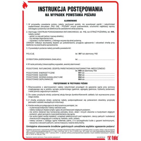 INSTRUKCJA PPOŻ - INSTRUKCJA POSTĘPOWANIA W PRZYPADKU POWSTANIA POŻARU - DB 003 DN CN