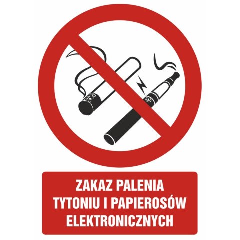 ZNAK BHP - ZAKAZ PALENIA TYTONIU I PAPIEROSÓW ELEKTRONICZNYCH - GC071 DJ PN