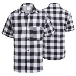 KOSZULA FLANELOWA KRÓTKI RĘKAW BIAŁO-CZARNA rozm. S