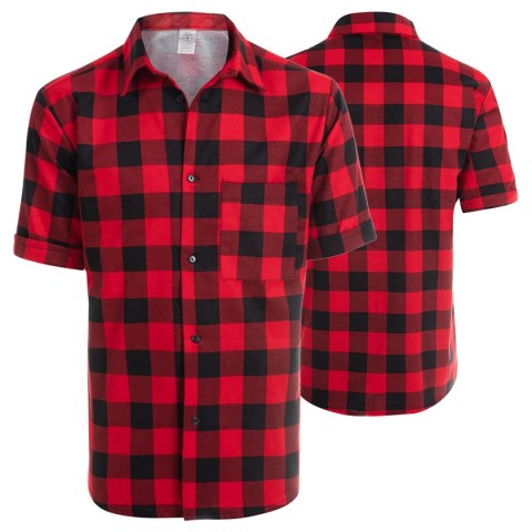 KOSZULA FLANELOWA KRÓTKI RĘKAW CZERWONA rozm. L