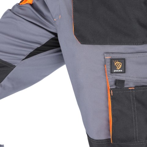 SPODNIE OGRODNICZKI PROMAN STRETCH 250 SZARY POMARAŃCZOWY ROZM. 60