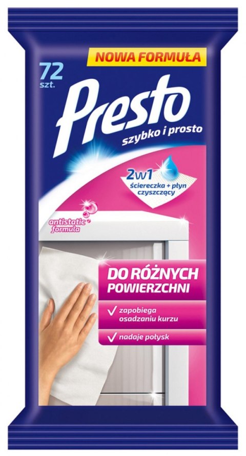 PRESTO Ściereczki nawil.do różnych powierzchni 2w1 72 szt. 11477