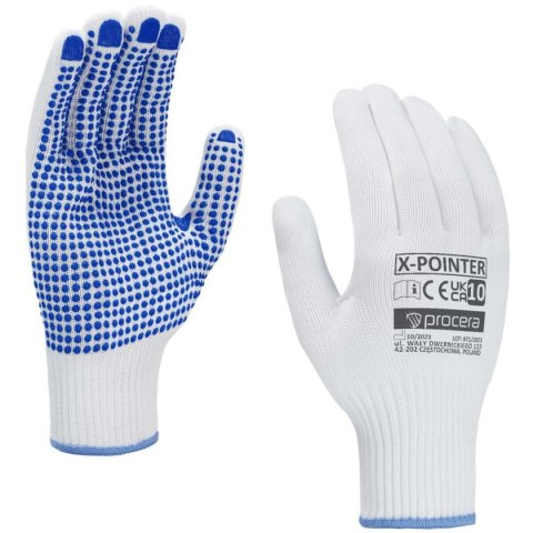 RĘKAWICE OCHRONNE POLIESTROWE Z NAKROPIENIEM X-POINTER ROZM. 8