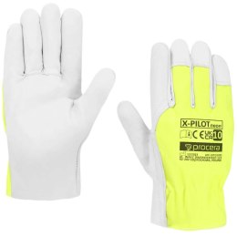 RĘKAWICE WZMOCNIONE KOZIĄ SKÓRĄ X-PILOT NEON ROZM. 9