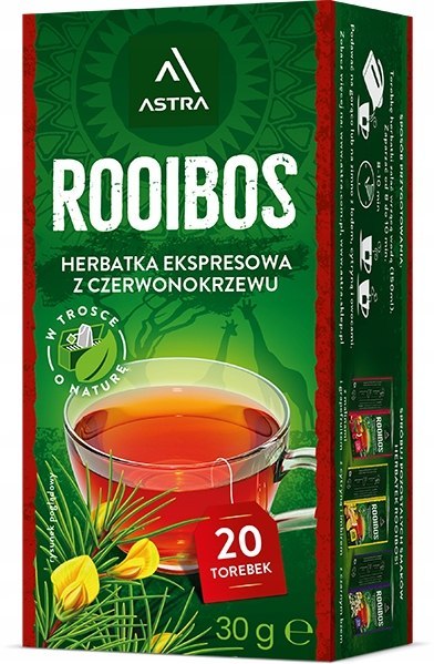 Herbata ASTRA ROOIBOS z czerwonokrzewu 20t czerwona