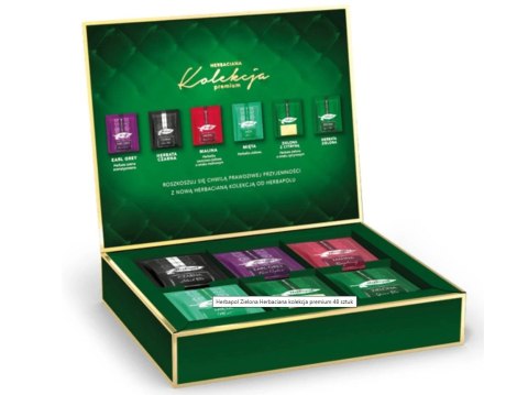 Herbata HERBAPOL Kolekcja PREMIUM 6smaków (48szt.) (herbata zielona, czarna, Earl Grey, malina, mięta, zielona z cytryną)