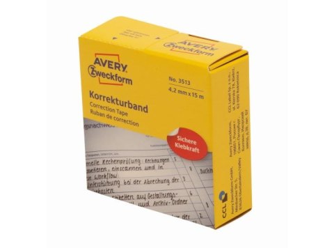 Taśmy korekcyjne, 1 wiersz (podajnik), 4,2 mm x 15 m, białe, AVERY ZWECKFORM, 3513