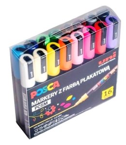 Markery z tuszem pigmentowym PC-5M, komplet 16 sztuk POSCA UNPC5M/16C