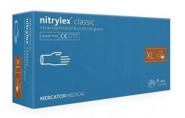 Rękawice nitrylowe bezpudrowe diagnostyczne MERCATOR, nitrylex classic, (100 szt.), rozmiar XL, niebieskie